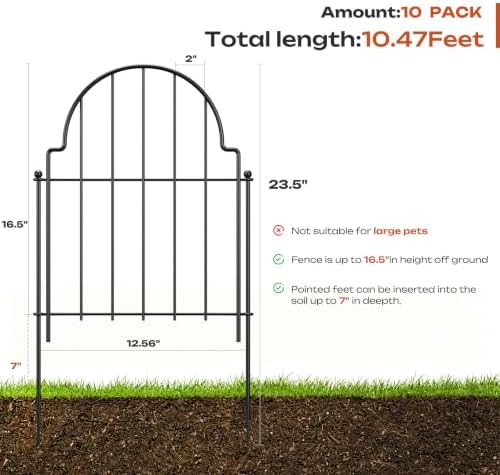 ghwie decorative garden fence, rustproof metal, no dig shown in use