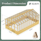 jocisland 10 x 18-ft wooden greenhouse shown in use