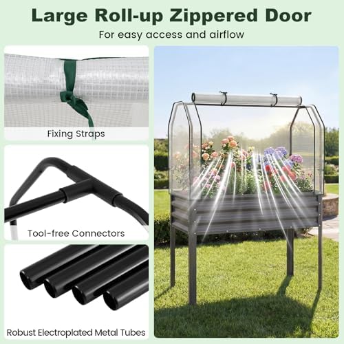 giantex raised garden bed with legs & greenhouse, package contents