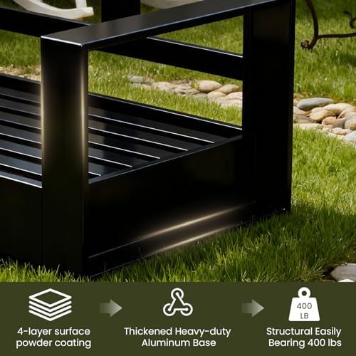 layinsun 4 piece oversized aluminum outdoor furniture set showing dimensions