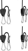 2 Pairs 1/8 inch Adjustable Heavy Duty Rope Hanger - Reinforced Metal Internal Gears Ratchets foe Growing Light Fixtures, Loose-Proof Design, 8-ft Long & 150lbs Weight Capacity