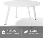Outdoor Side Table, Outdoor/Indoor Metal Steel Patio Coffee Table, Round Weather Resistant Anti-Rust, White
