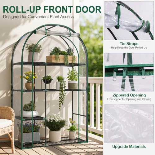 4-tier mini greenhouse for outdoors, 40" x 18", side view