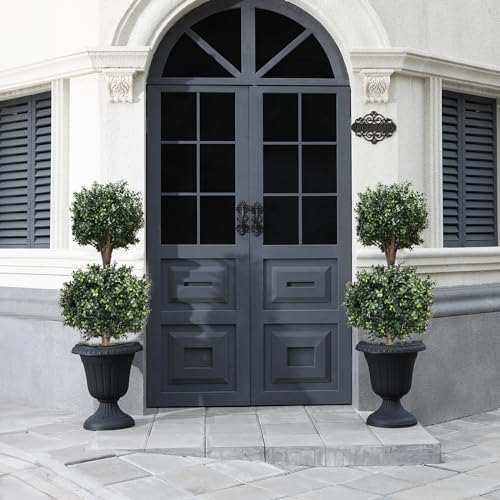 3ft-35'' artificial boxwood double ball topiary trees,2pack faux, package contents