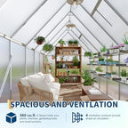 6'x11' aluminum-framed polycarbonate greenhouse, heavy duty polycarbonate greenhouse, close-up detail