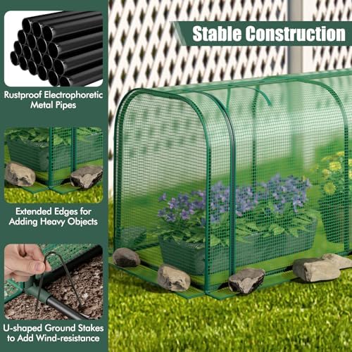 happygrill portable mini greenhouse with waterproof sun-protective pe showing dimensions