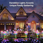 solar garden lights outdoor waterproof dandelion flower yard shown in use
