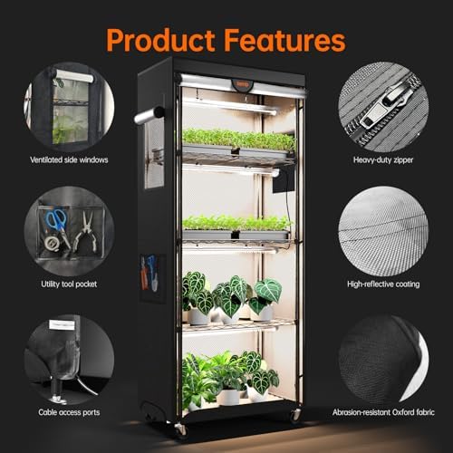 bstrip indoor greenhouse with grow light, oxford fabric, close-up detail