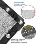 85% aluminet shade cloth with grommets, reflective shade showing dimensions