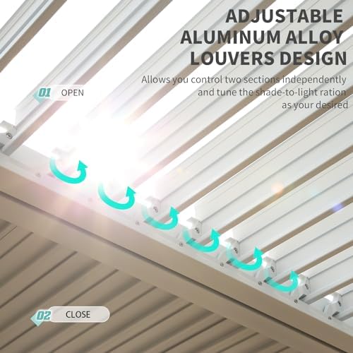 yoleny louvered pergola 12x24, all aluminum pergola with, side view