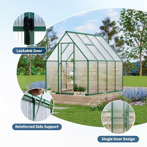 6'x7' aluminum-framed polycarbonate greenhouse, heavy duty polycarbonate greenhouse, package contents