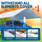 quictent 10x20 ft heavy duty carport canopy galvanized, side view