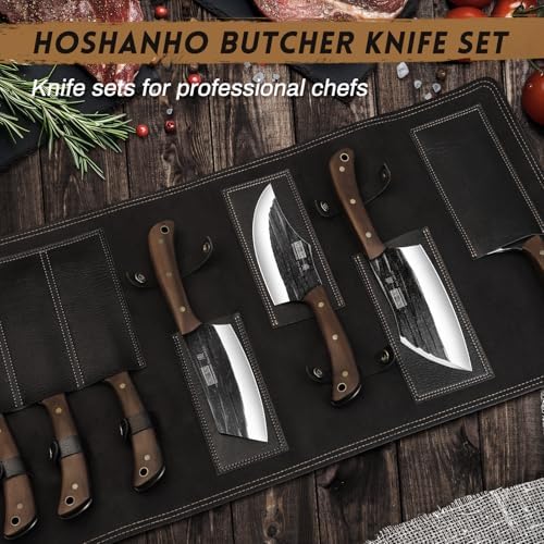hoshanho butcher knife set, sharp kitchen knife set showing dimensions
