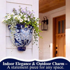 talavera wall planter - handmade mexican hanging pot showing dimensions