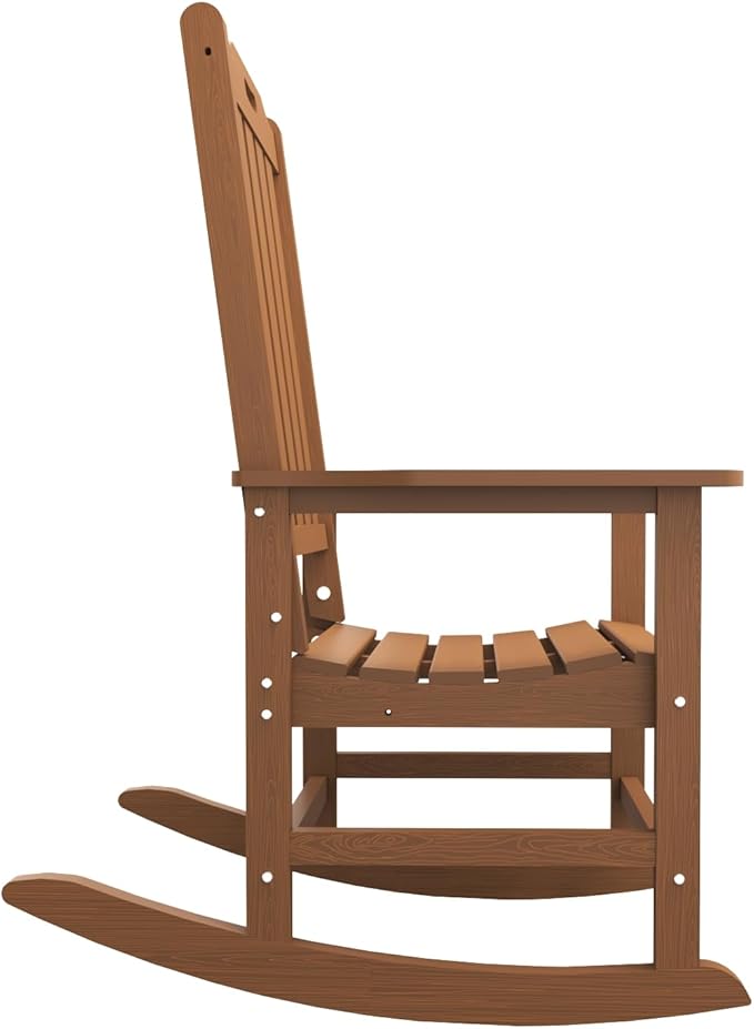 Oversized Rocking Chair Set of 2, Outdoor Rocking Chair for Adults, All Weather Resistant Porch Rocker for Lawn Garden, Wood