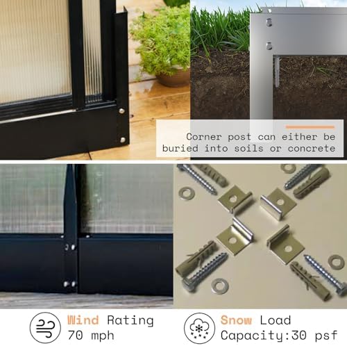 amerlife 12x13.5x9 ft polycarbonate greenhouse with quick-connect assembly, package contents