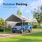 quictent 10x20 ft carport replacement tarp canopy top, front angle view