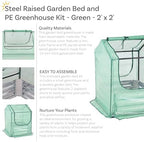 sunnydaze steel raised garden bed with mini greenhouse shown in use