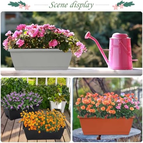 17inches rectangle planter box with drainage holes and, side view