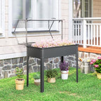 outsunny raised garden bed with flip-up cover, 39.4"x18.9"x48.8", view 9