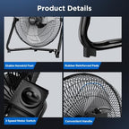 simple deluxe 20 inch 3-speed high velocity heavy, front angle view