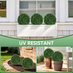 grooy 2 pack artificial boxwood topiary ball trees showing dimensions