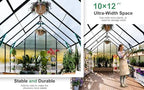 cdcasa 12x10x10 ft polycarbonate greenhouse for outdoors w/2, side view
