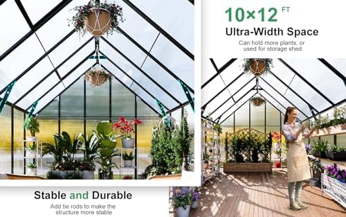 cdcasa 12.4x10.2x10 ft greenhouse for outdoors,easy assembly large, side view