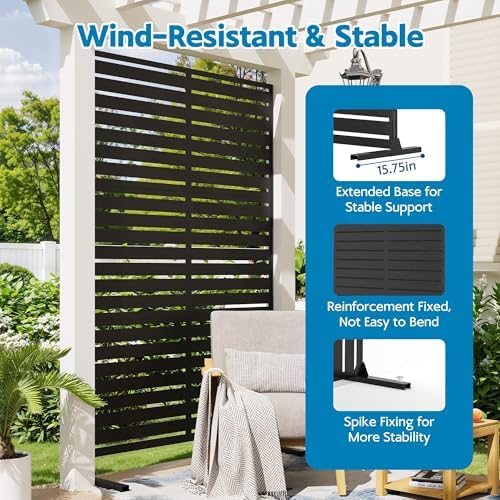 garvee outdoor metal privacy screen, 72*47" decorative garden, side view