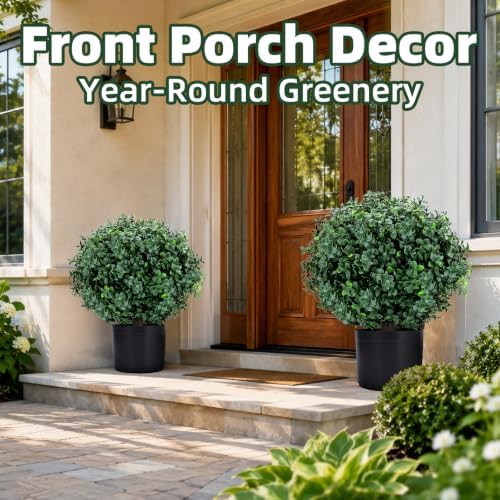 enven set of 2 artificial boxwood topiary trees, side view