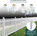 bynbbur 2 panels white picket fence 42" w showing dimensions