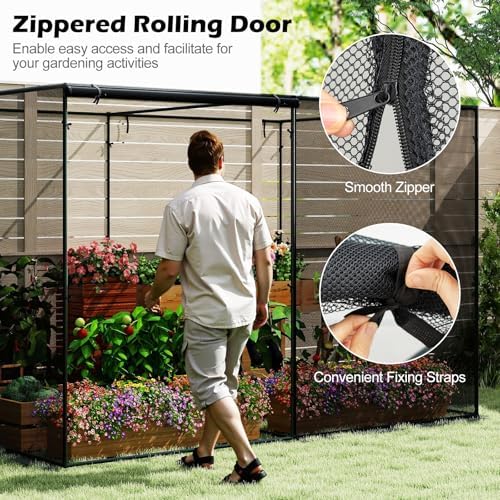 tangkula 10x6.5x6.5 ft crop cage, plant protection tent, close-up detail