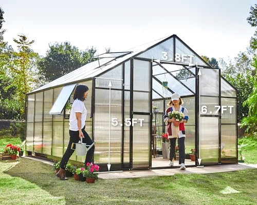 amerlife 12x13.5x9 ft polycarbonate greenhouse with quick-connect assembly, view 9