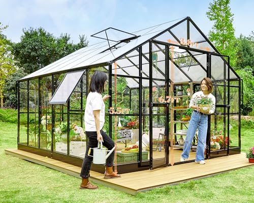 amerlife 12x13.5x9ft hybrid polycarbonate greenhouse quick-connect assembly, view 9