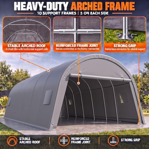 cobizi carport canopy 12x20 heavy duty portable garage, close-up detail