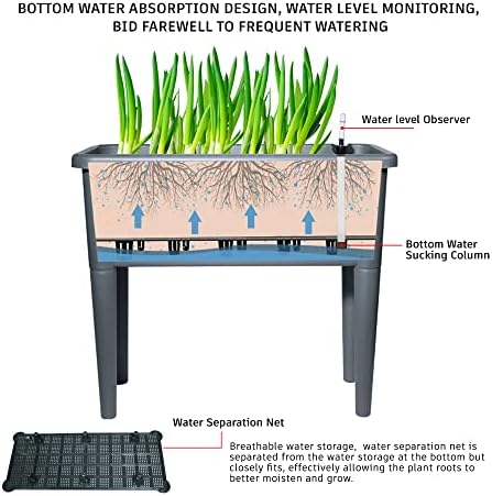 20.8 gallon vinyl plant box with legs and shown in use