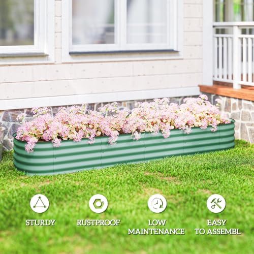 outsunny 8' x 2' x 1' galvanized raised, package contents