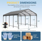wisteria lane 12 x 20 ft metal carport showing dimensions