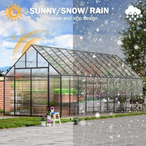 cdcasa 10x24 ft greenhouse for outdoors,large easy assembly, front angle view