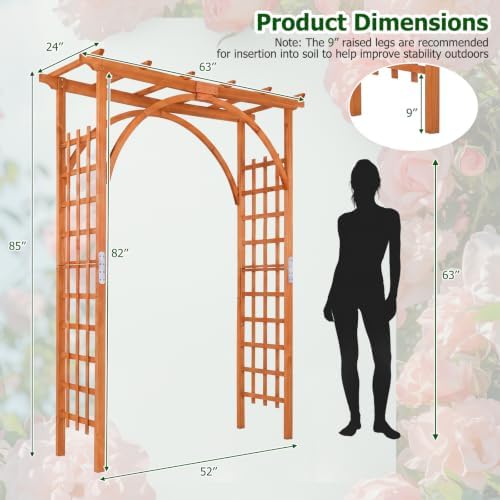 giantex 85'' wooden garden arbor trellis, wedding arch on a desk or shelf