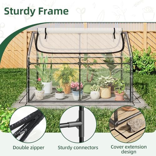 superlele 4x2x3ft mini greenhouse with 2 large zipper, side view