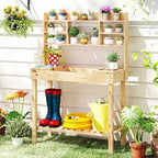 giantex potting bench, outside solid wood potting table on a desk or shelf