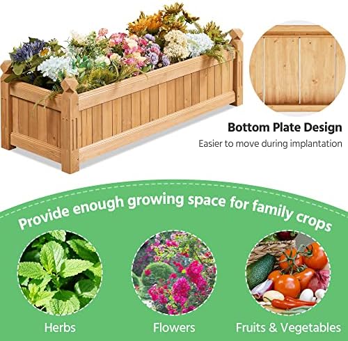 yaheetech 43.5" wooden raised garden bed rectangular planter showing dimensions