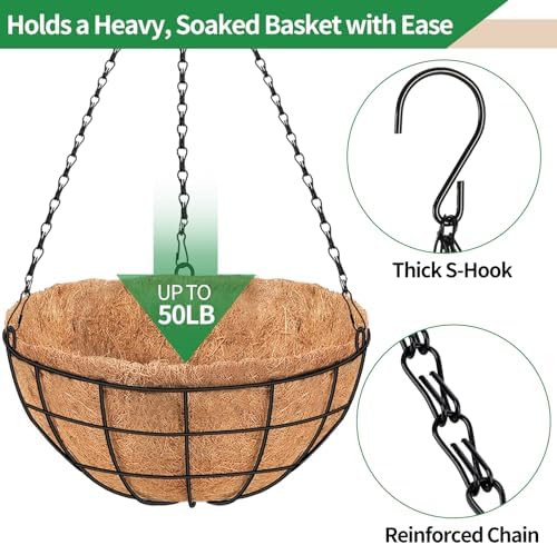 16 inch hanging planters for outdoor plants, 2 on a desk or shelf