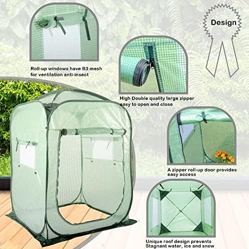 porayhut pop up greenhouse tent,portable x-large walk-in flower showing dimensions