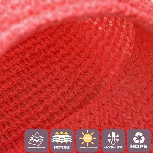rectangle 8' x 10' red sun shade sail shown in use