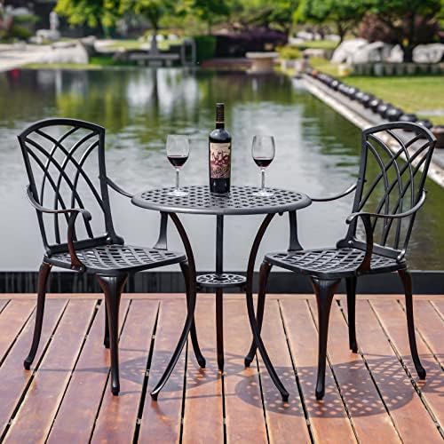 outdoor 3 piece bistro set cast aluminum bistro shown in use