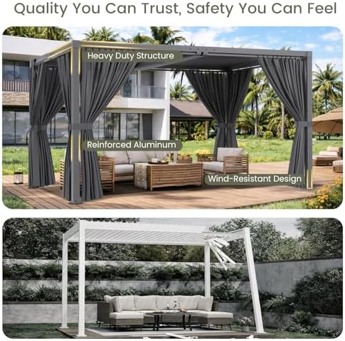 louvered pergola 10' x 13', outdoor aluminum pergola, close-up detail
