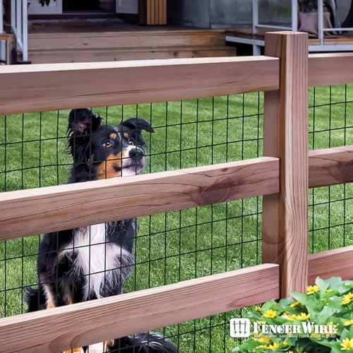 Fencer Wire Vinyl Coated 16 Gauge Welded Fence Wire Roll, Mesh Size 2-Inch x 3-Inch, Black Metal Garden Fencing Wire Grid Hardware Cloth, Multiple Use for Home Improvement