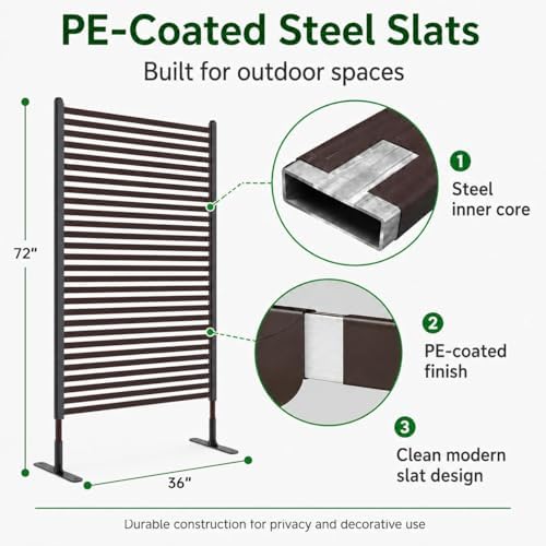 otosunny metal outdoor privacy screen freestanding, 36" w shown in use